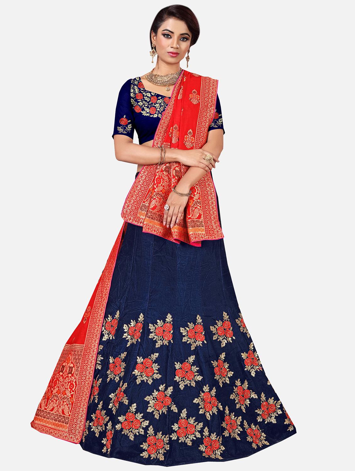 floral embroidered a-line lehenga - 16262901 - Zoom Image - 1