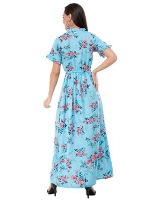 ruffled placket floral dress - 16263171 - Standard Image - 3