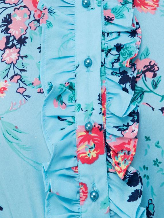 ruffled placket floral dress - 16263171 - Zoom Image - 4