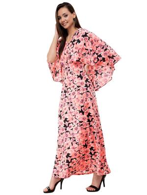 floral high low cape dress - 16263176 - Standard Image - 2