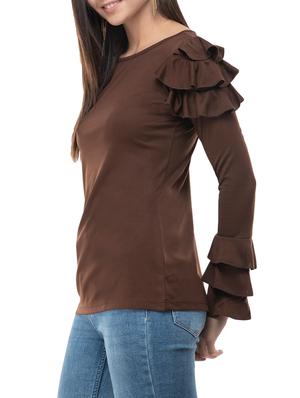 ruffle detail bell sleeved top - 16263179 - Standard Image - 2