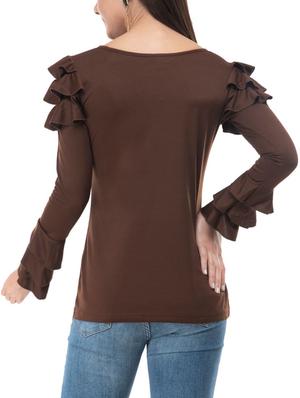 ruffle detail bell sleeved top - 16263179 - Standard Image - 3