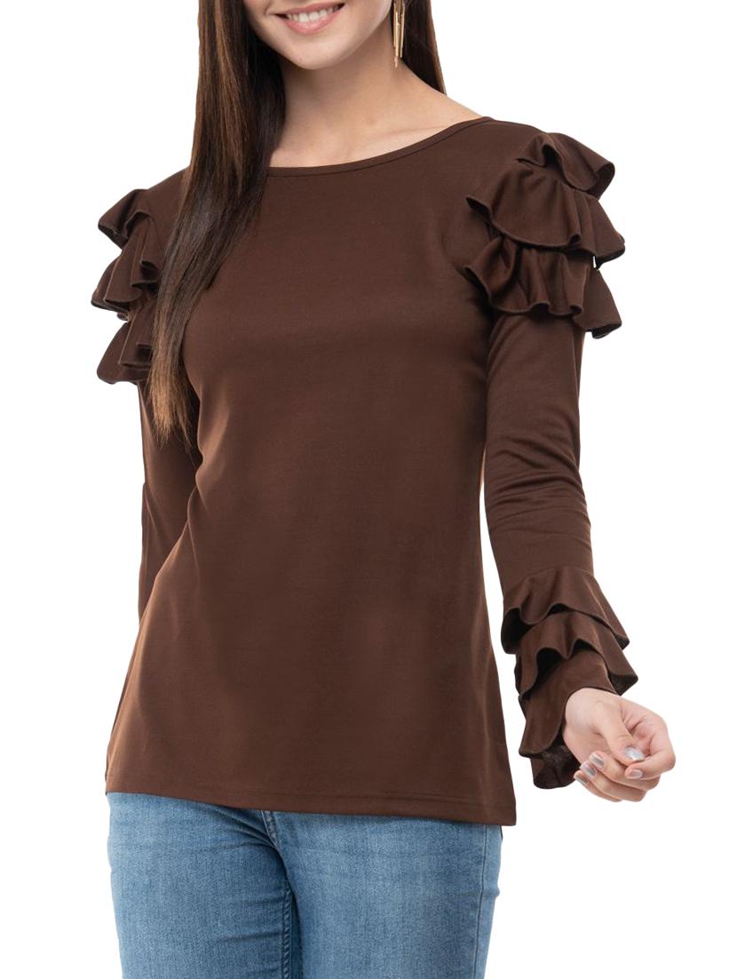 ruffle detail bell sleeved top - 16263179 - Zoom Image - 1