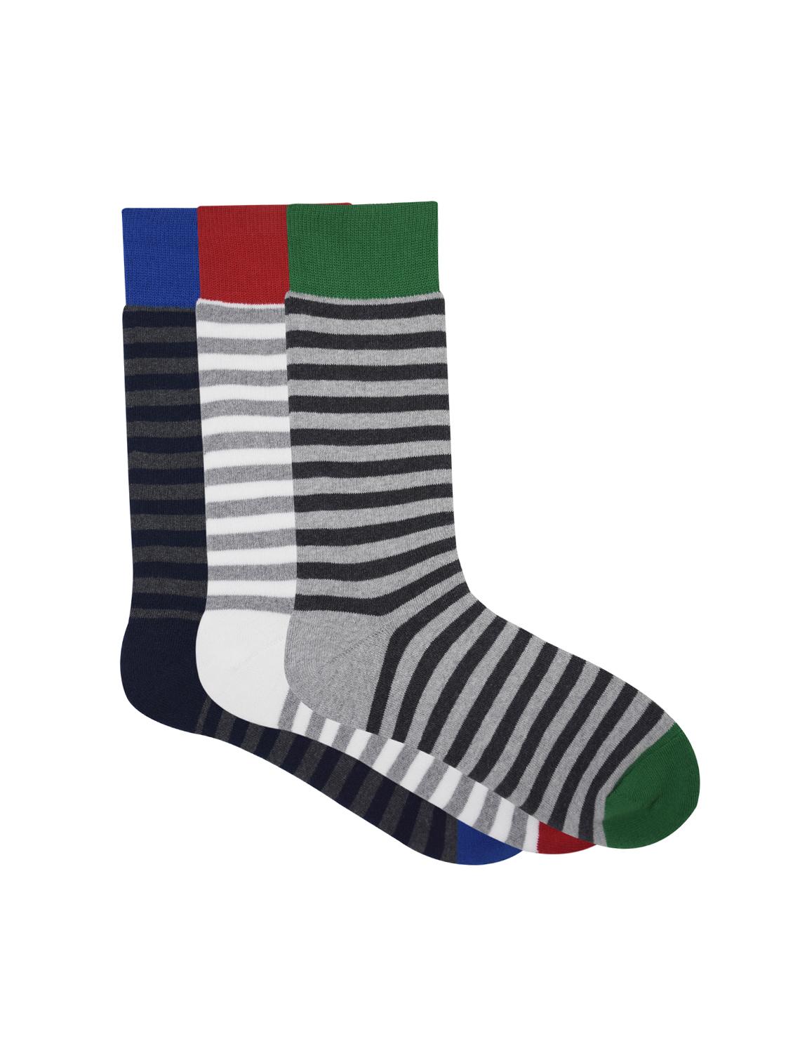 men pack of 3 striped above ankle length sock - 16263229 - Zoom Image - 2