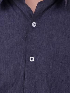 navy blue solid formal shirt - 16263234 - Standard Image - 5