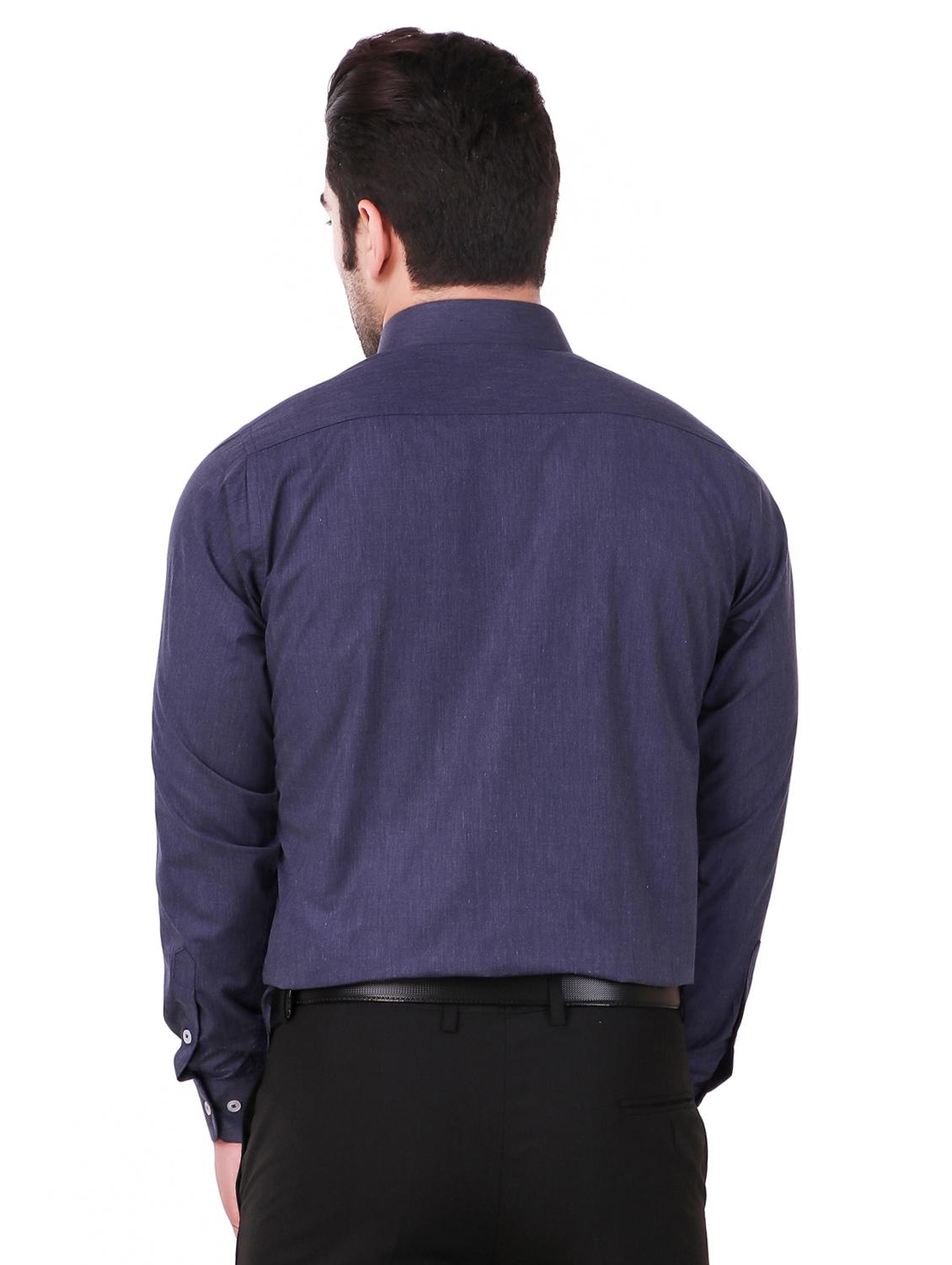 navy blue solid formal shirt - 16263234 - Zoom Image - 3
