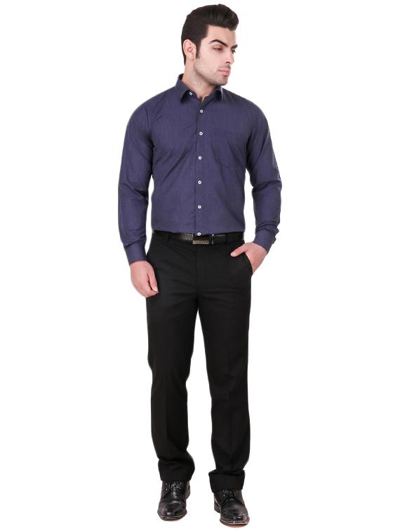 navy blue solid formal shirt - 16263234 - Zoom Image - 4