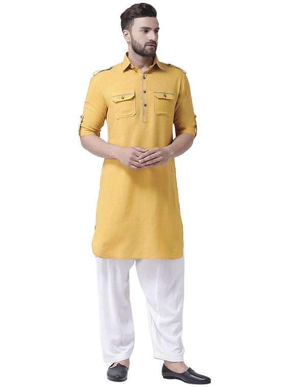 yellow pathani ethnic wear set - 16263300 - Zoom Image - 1
