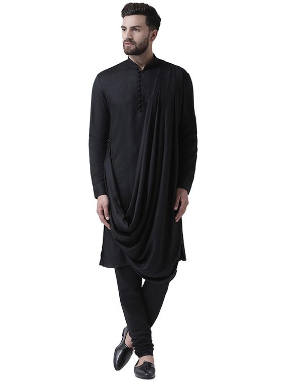 black solid long kurta - 16263311 - Zoom Image - 1