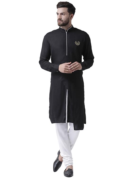 black solid asymmetric kurta - 16263323 - Zoom Image - 1