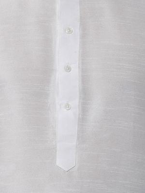 white silk blend kurta pyjama set with nehru jacket - 16263908 - Standard Image - 5
