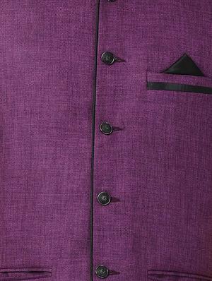 yellow silk blend kurta pyjama set with nehru jacket - 16263911 - Standard Image - 4