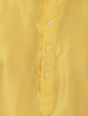 yellow silk blend kurta pyjama set with nehru jacket - 16263911 - Standard Image - 5