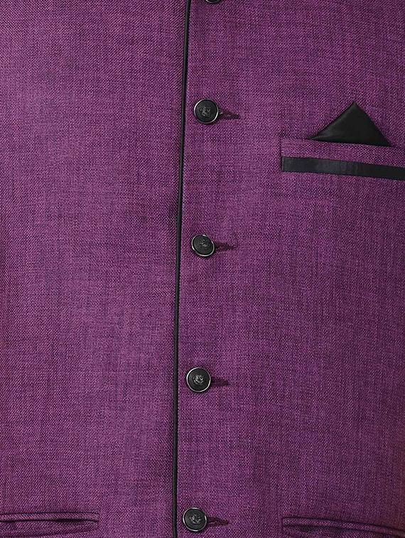 yellow silk blend kurta pyjama set with nehru jacket - 16263911 - Zoom Image - 4