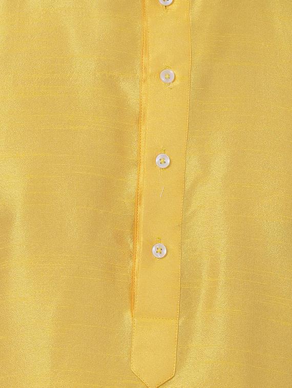 yellow silk blend kurta pyjama set with nehru jacket - 16263911 - Zoom Image - 5