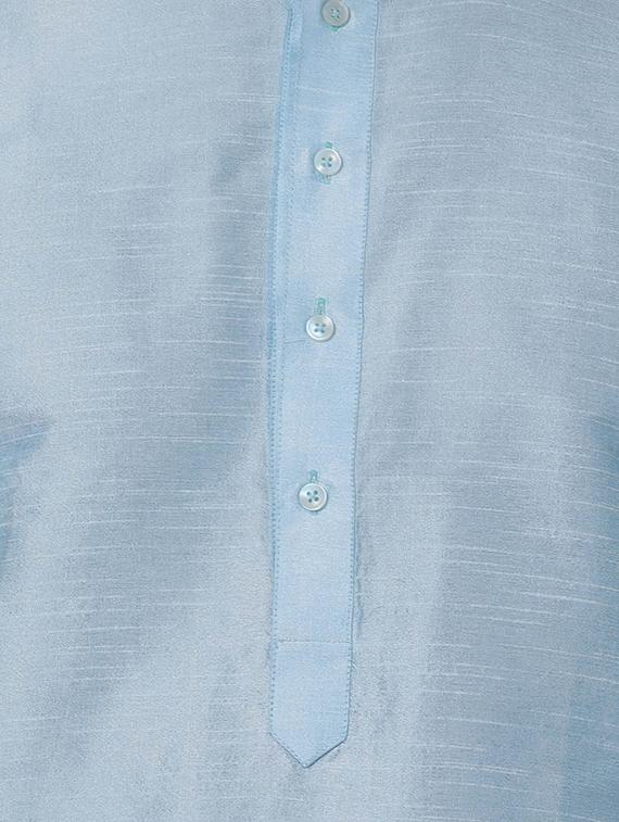 blue silk blend kurta pyjama set with nehru jacket - 16263917 - Zoom Image - 5