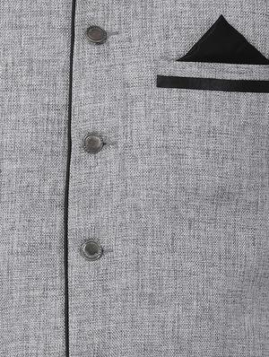 silver silk blend kurta pyjama set with nehru jacket - 16263927 - Standard Image - 4