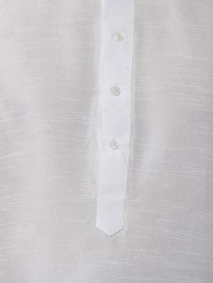 silver silk blend kurta pyjama set with nehru jacket - 16263927 - Standard Image - 5