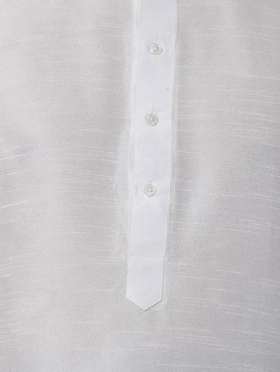 silver silk blend kurta pyjama set with nehru jacket - 16263927 - Zoom Image - 5