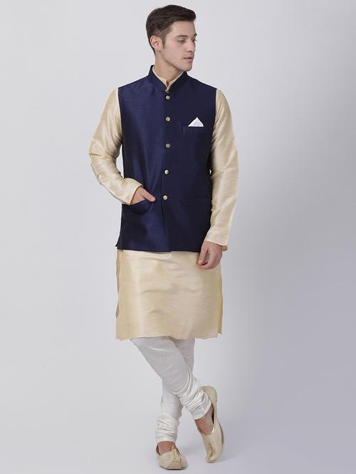 blue silk blend kurta pyjama set - 16263931 - Standard Image - 1