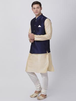 blue silk blend kurta pyjama set - 16263931 - Standard Image - 2