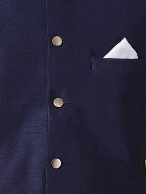 blue silk blend kurta pyjama set - 16263931 - Standard Image - 4