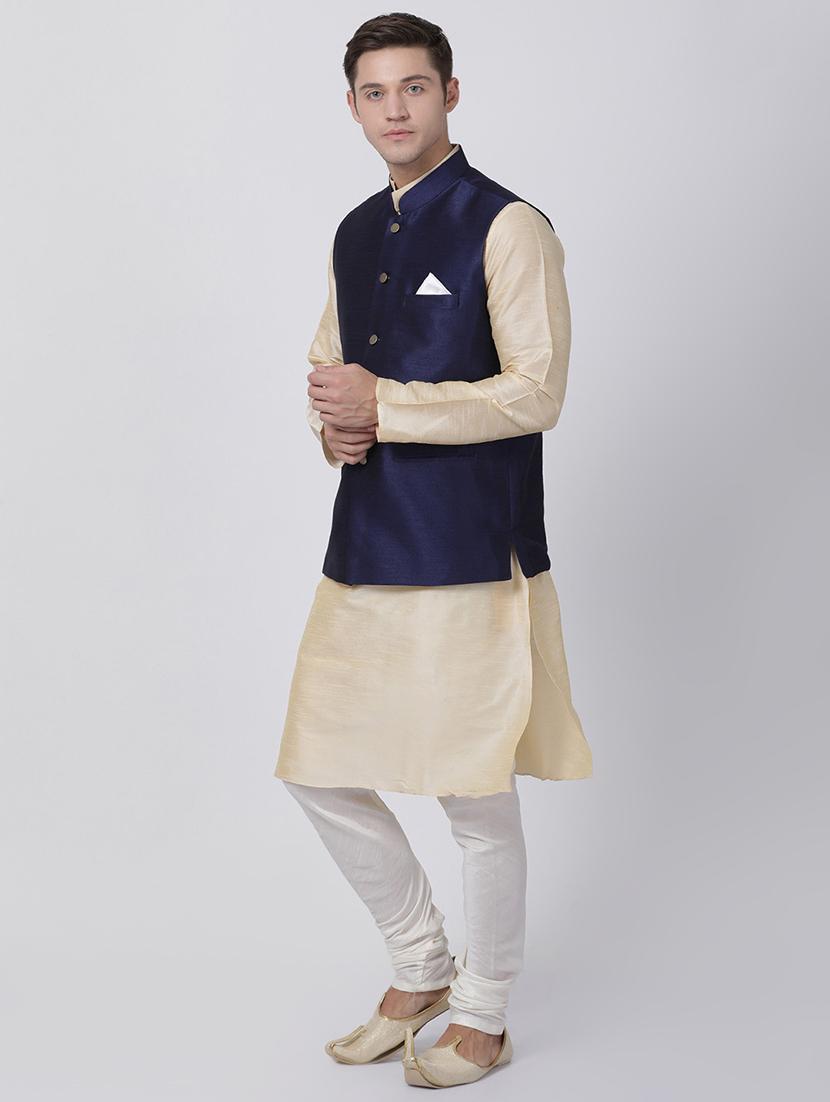 blue silk blend kurta pyjama set - 16263931 - Zoom Image - 2