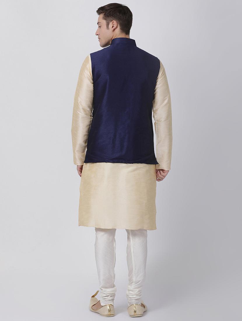 blue silk blend kurta pyjama set - 16263931 - Zoom Image - 3