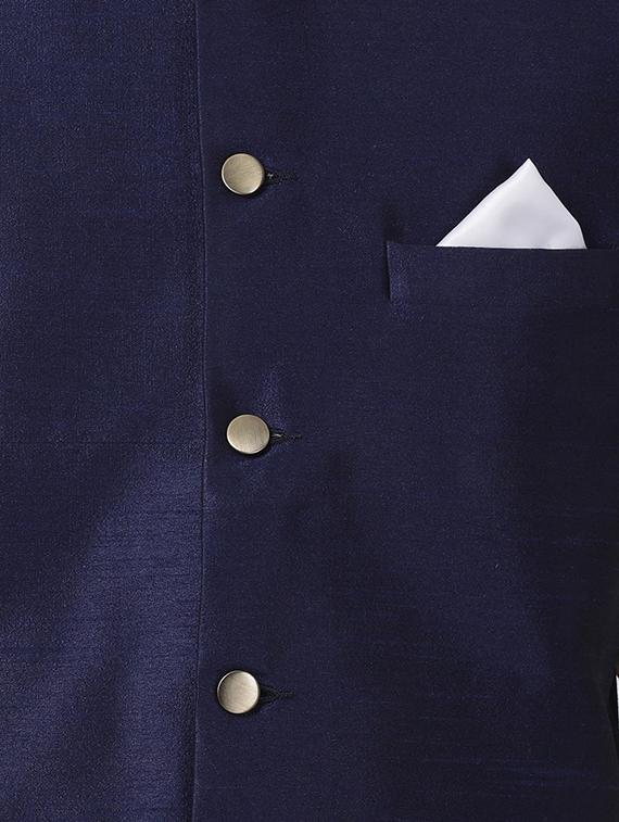 blue silk blend kurta pyjama set - 16263931 - Zoom Image - 4
