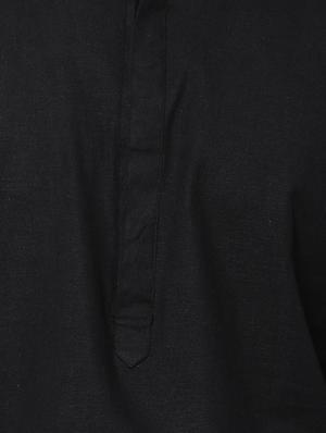 black cotton kurta pyjama set with nehru jacket - 16263938 - Standard Image - 4