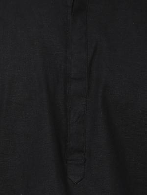 black cotton kurta pyjama set with nehru jacket - 16263945 - Standard Image - 5