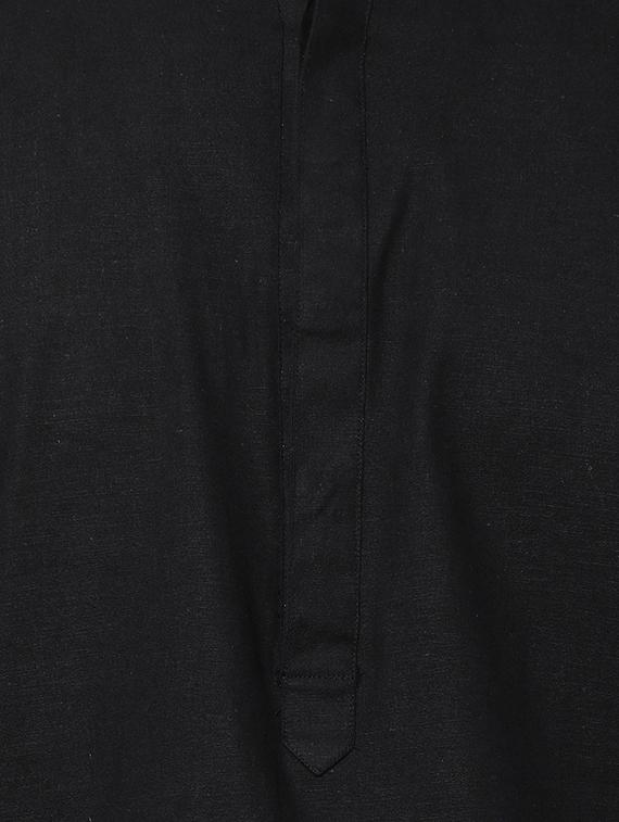black cotton kurta pyjama set with nehru jacket - 16263945 - Zoom Image - 5