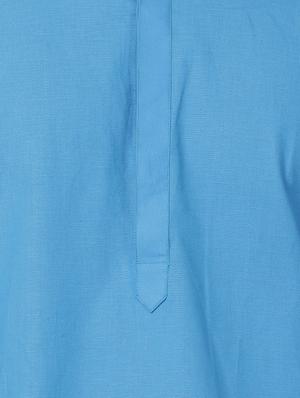blue cotton kurta pyjama set with nehru jacket - 16263950 - Standard Image - 5