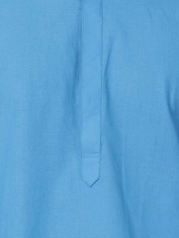 blue cotton kurta pyjama set with nehru jacket - 16263950 - Zoom Image - 5