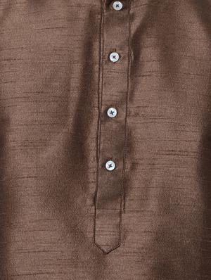 brown silk blend kurta pyjama set with nehru jacket - 16263954 - Standard Image - 5