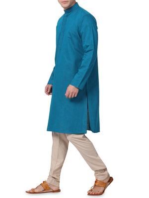 blue solid kurta pyjam set - 16264031 - Standard Image - 2