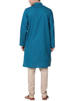blue solid kurta pyjam set - 16264031 - Standard Image - 3