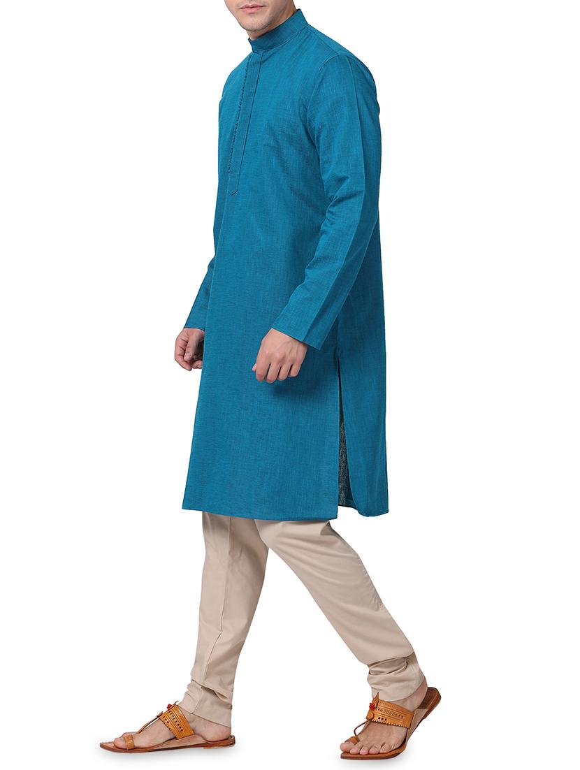 blue solid kurta pyjam set - 16264031 - Zoom Image - 2