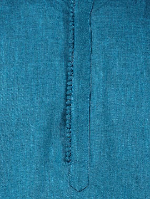 blue solid kurta pyjam set - 16264031 - Zoom Image - 4