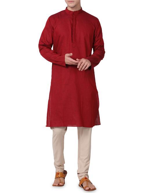 red solid kurta pyjama set - 16264033 - Standard Image - 1