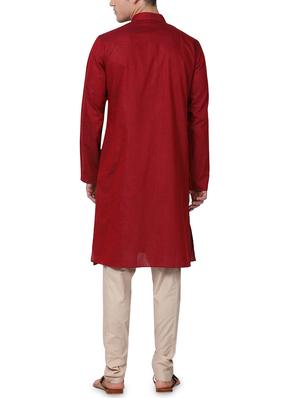 red solid kurta pyjama set - 16264033 - Standard Image - 3