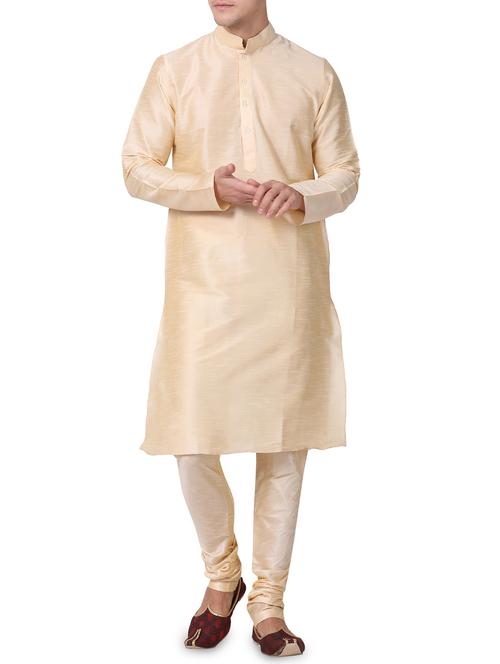 beige dupion kurta pyjama set - 16264035 - Standard Image - 1