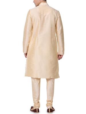 beige dupion kurta pyjama set - 16264035 - Standard Image - 3