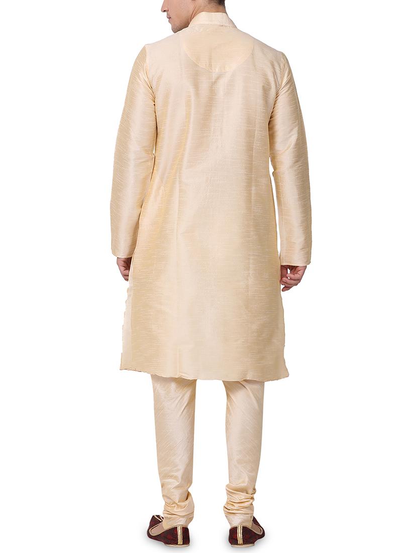 beige dupion kurta pyjama set - 16264035 - Zoom Image - 3