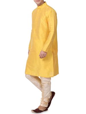 yellow dupion kurta pyjama set - 16264038 - Standard Image - 2