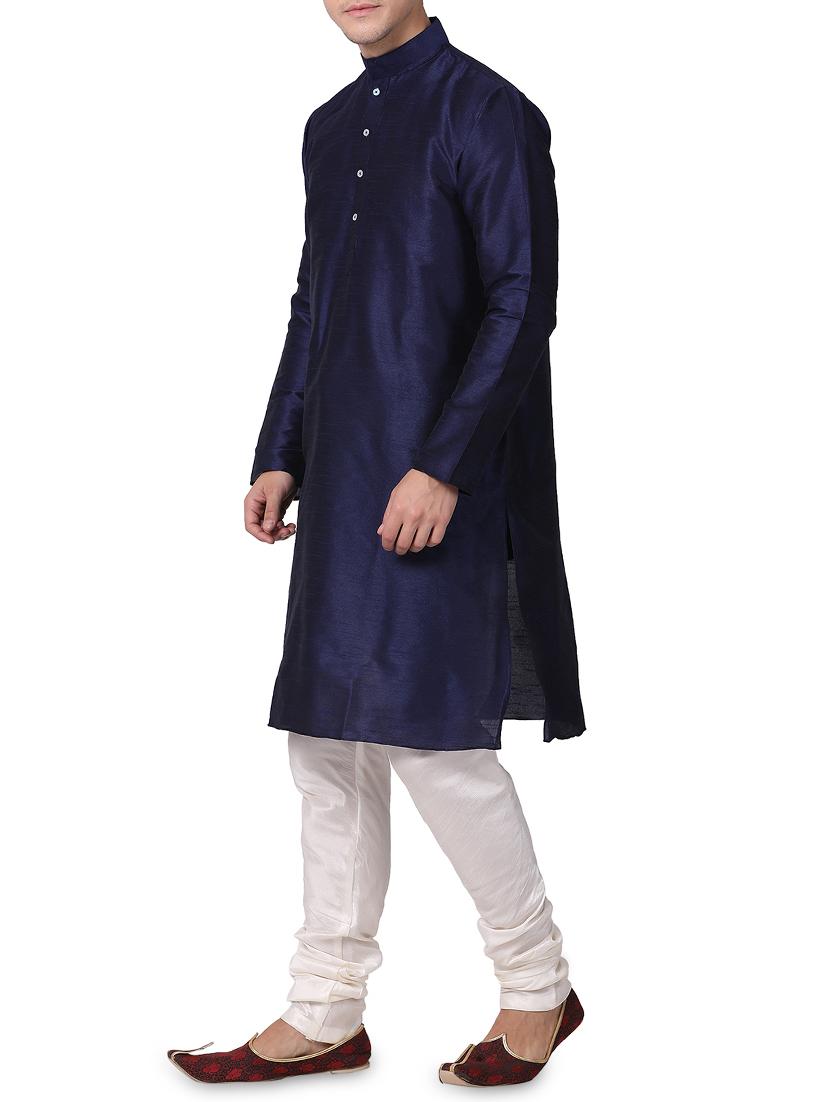 blue dupion kurta pyjama set - 16264048 - Zoom Image - 2