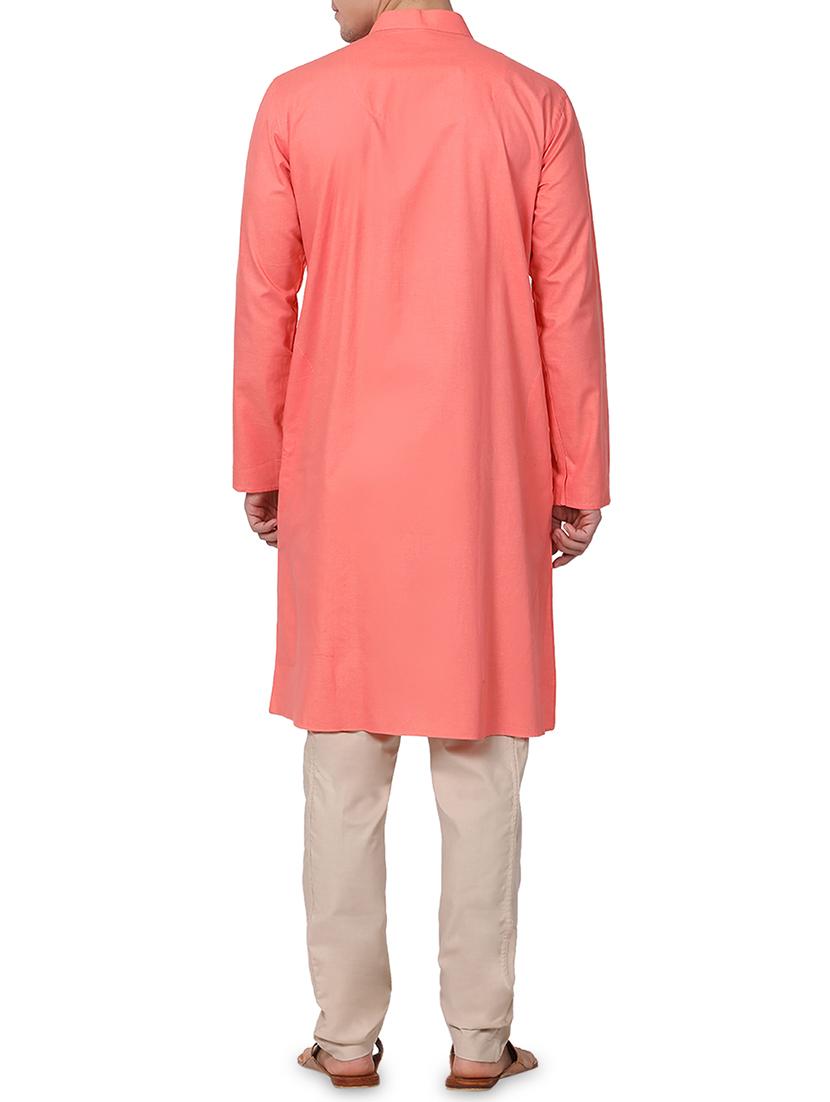 orange solid kurta pyjama set - 16264051 - Zoom Image - 3