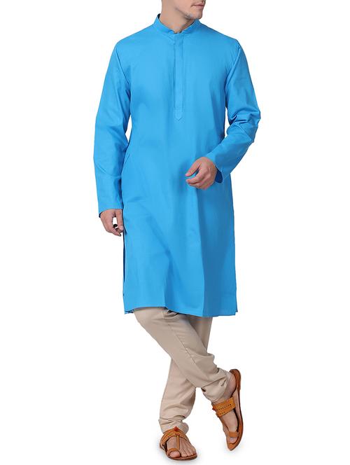 blue solid kurta pyjama set - 16264052 - Standard Image - 1