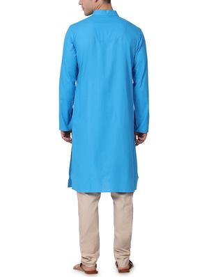 blue solid kurta pyjama set - 16264052 - Standard Image - 3