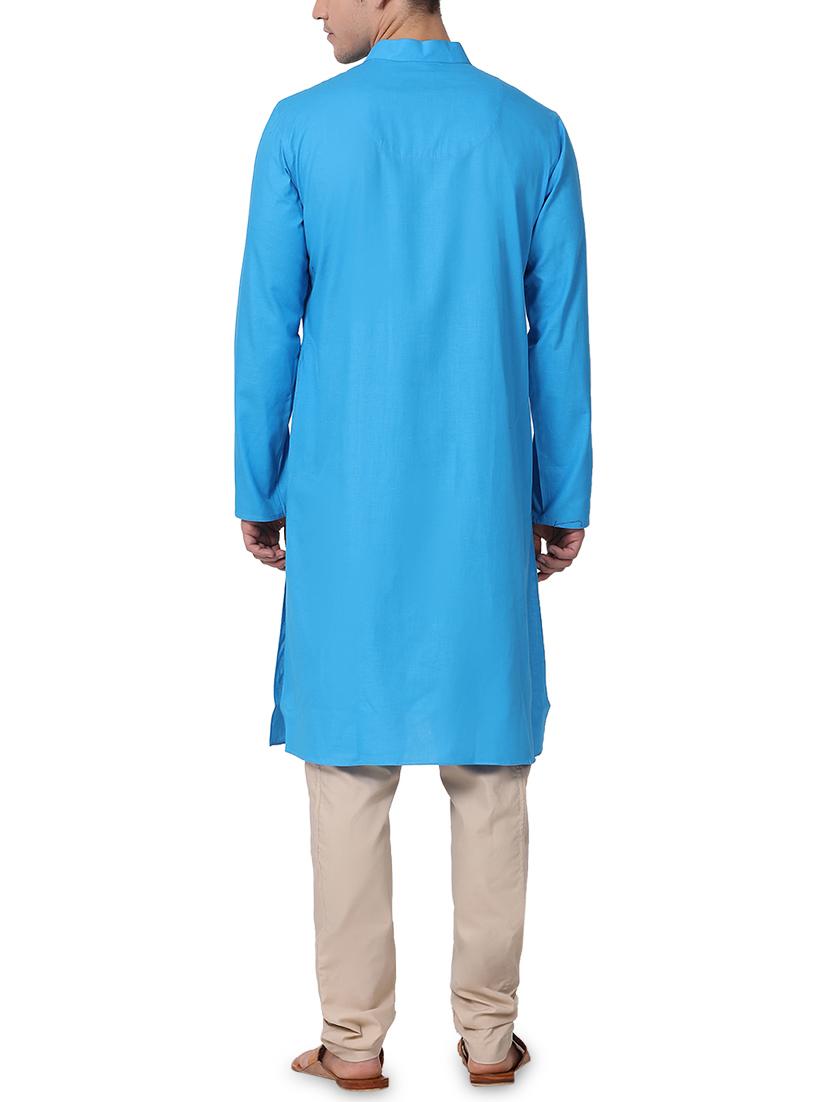 blue solid kurta pyjama set - 16264052 - Zoom Image - 3